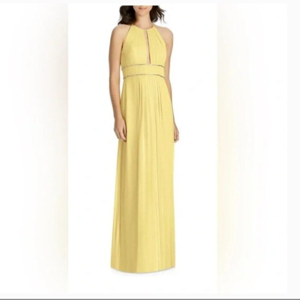 Jenny Packham Chiffon Halter Top Full Length Dress